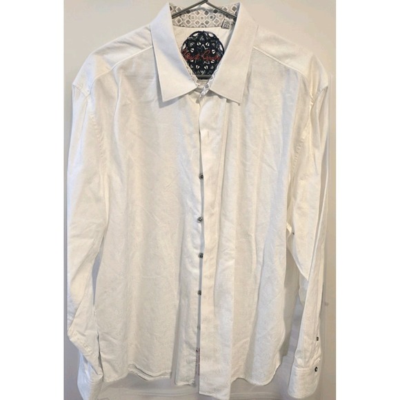 Robert Graham Other - Robert Graham Shirt Mens 3XL White Paisley Jacquard Classic Fit Embroidered